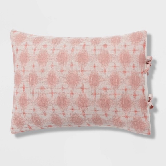 Threshold King Yarn Dye Ikat Duvet Cover and Sham Set Ivory/Mauve Cotton Slub - Picture 4 of 11